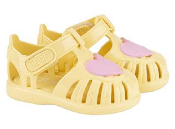 Igor Girl's S10310 Tobby Gloss Love Sandals - Vanilla | Comfortable & Stylish Kids' Sandals for Summer, Beach & Outdoor Play