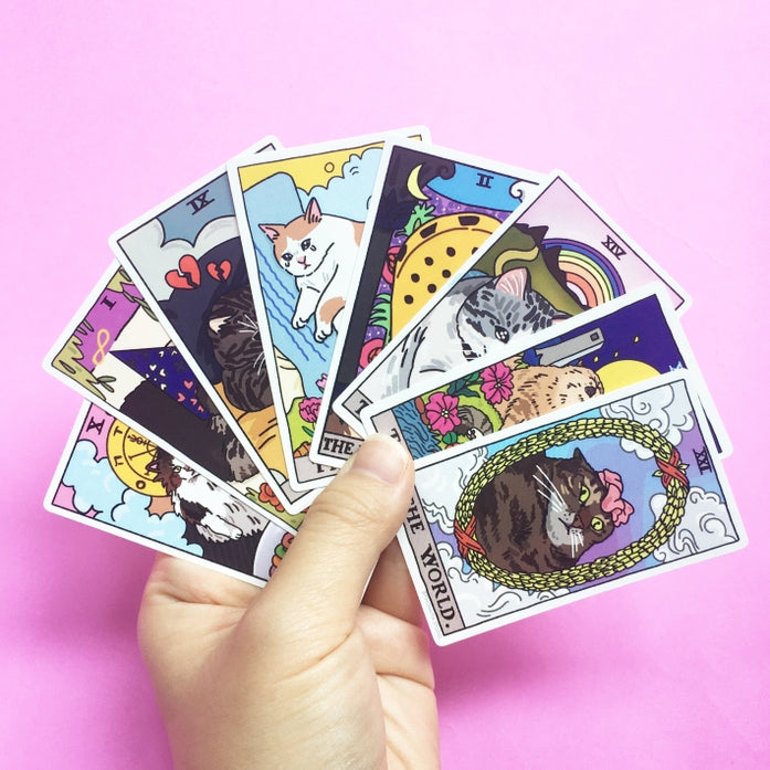 Ace of Cups Tarot Cat Meme Stickers - Minor Arcana Decals for Journaling, Scrapbooking & Gift Wrapping - Funny Cat Tarot Stickers for Planners, Laptops & Water Bottles