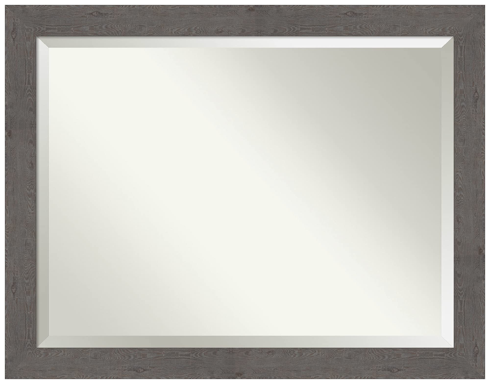 Amanti Art 36x46 Inch Grey Rustic Plank Wall Mirror - Large Rectangle Bathroom & Living Room Decor with Beveled Edge, Farmhouse Frame - Hangs Horizontally or Vertically for Bedroom, Entryway & Hallway Décor