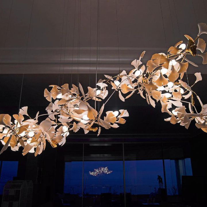 Elegant Ginkgo Leaf Chandelier - Handcrafted Bohemian Style Ceiling Light Fixture for Dining Room, Living Room & Bedroom Decor