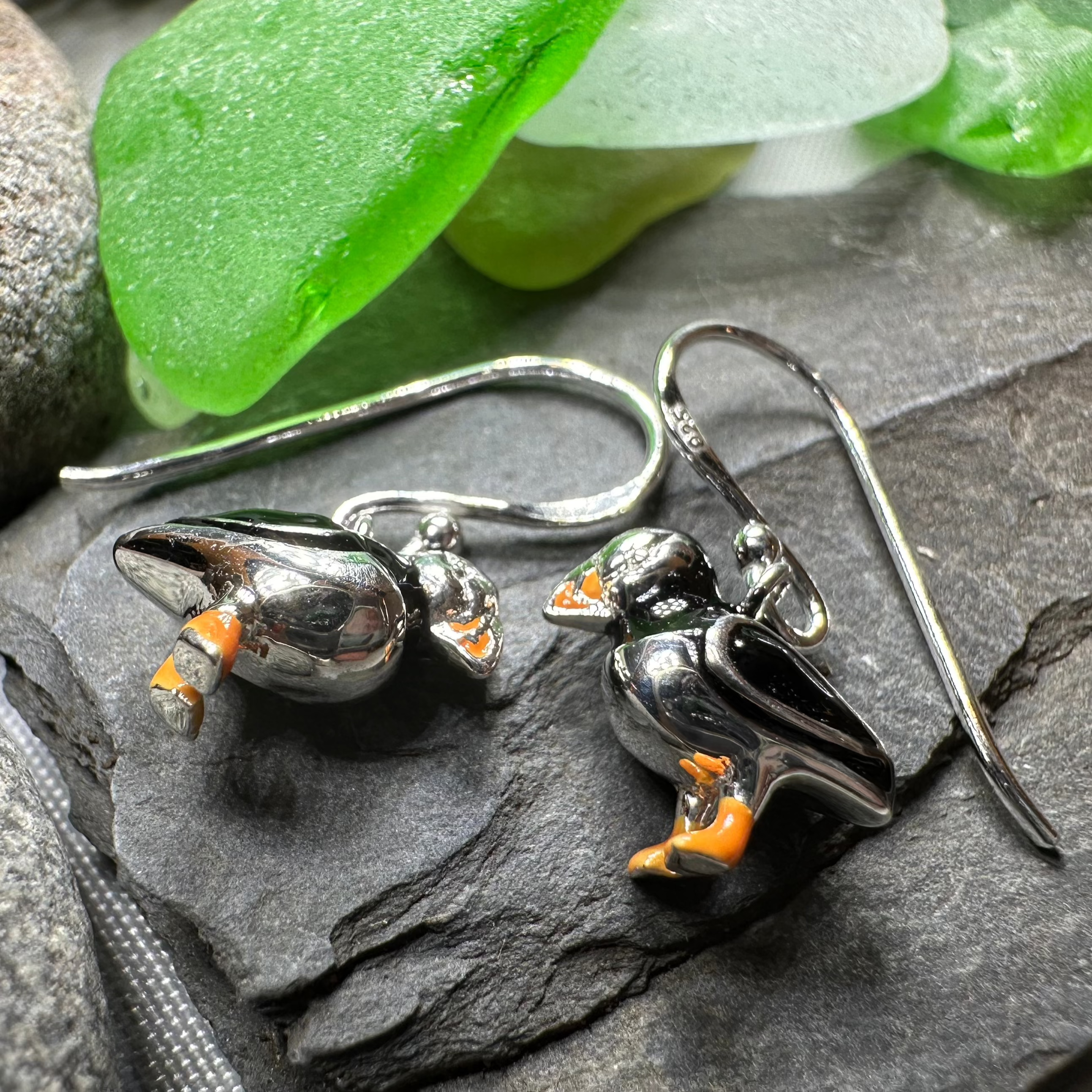 Handmade Enamel Puffin Earrings - Cute Bird Jewelry for Women - Perfect Gift for Nature Lovers & Bird Enthusiasts - Great for Casual Wear, Beach Vacations & Outdoor Adventures
