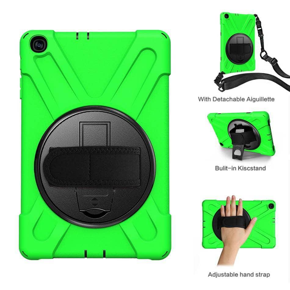 Samsung Tab A 10.1 (2019) T510/T515 Rugged Tablet Case with 360° Swivel Stand, Silicone Hard Cover & Hand/Neck Strap - Perfect for Work, Travel and Outdoor Use