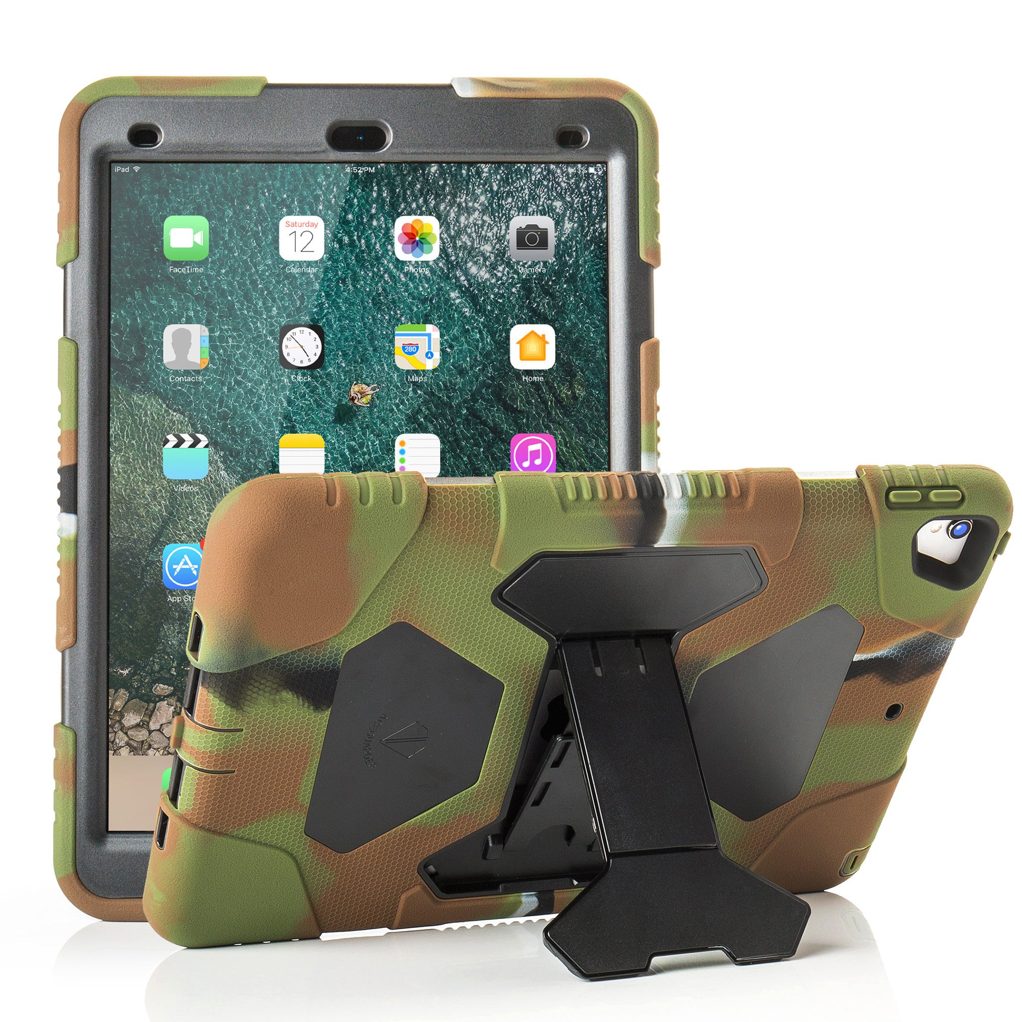 iPad Air 3 Case (2019) & iPad 10.5 Case - Shockproof Protective Cover with Kickstand for Kids | Military Green | Perfect for School, Travel & Outdoor Activities