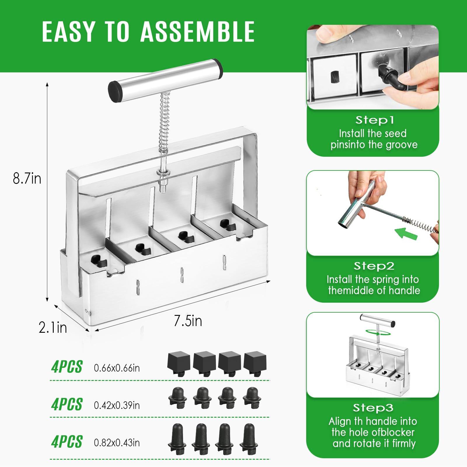 2 Inch Manual Soil Block Maker - Micro Soil Blocker Tool Kit for Seed Starting Trays | Perfect for Home Gardening, Indoor Seed Germination & Organic Farming