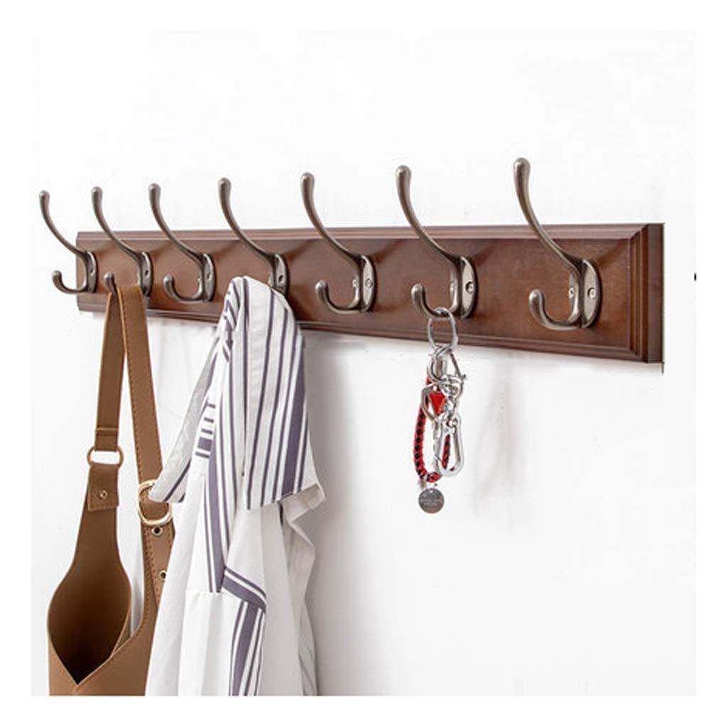 Vintage Wall Mounted Coat Rack with 7 Retro Metal Hooks - Bamboo Hanger for Hallway, Bedroom & Living Room - Space Saving Entryway Organizer for Jackets, Hats & Bags