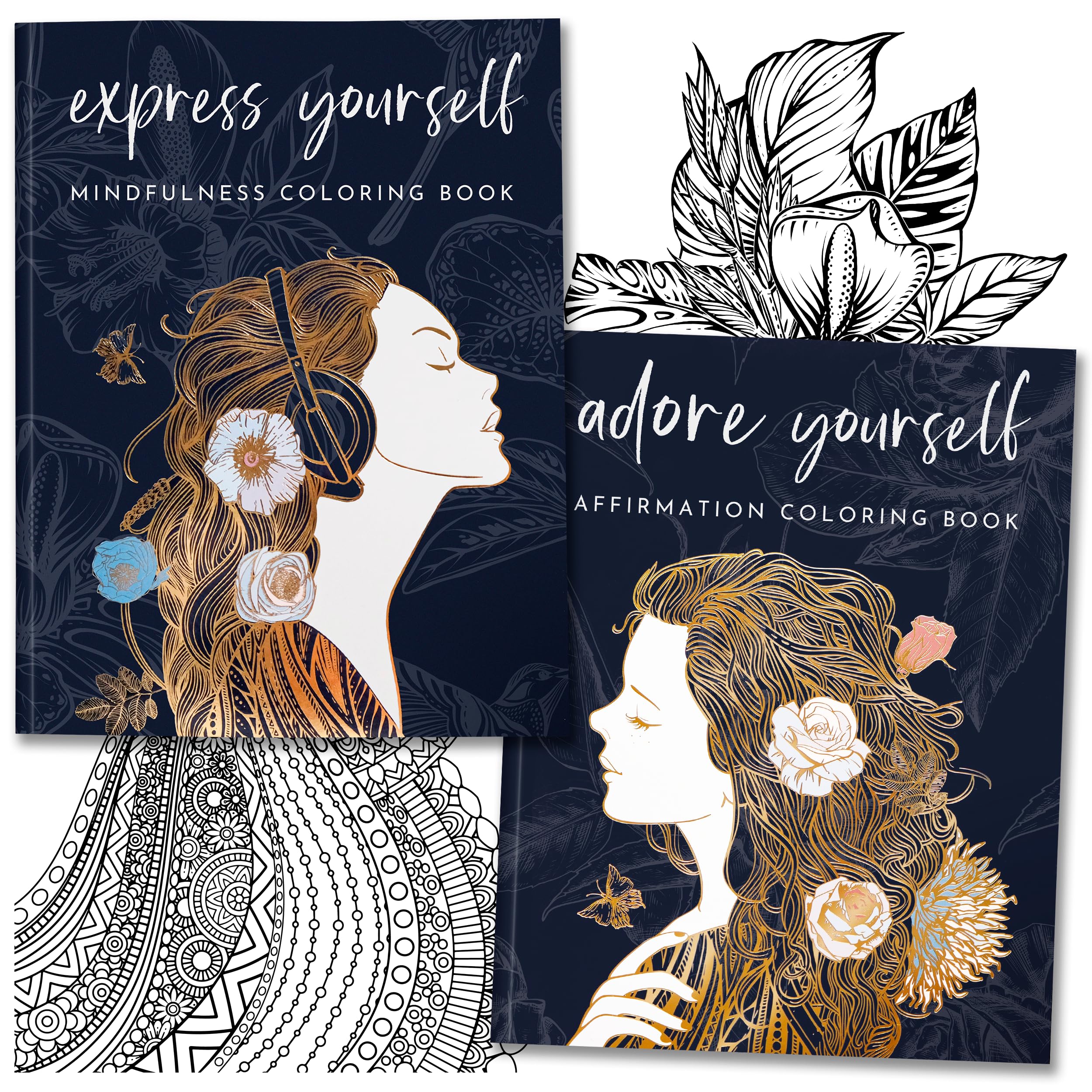 RYVE Mindfulness Coloring Book for Adults - Stress Relief & Personal Growth with Inspirational Prompts - Perfect Relaxation Gift for Women, Men - Ideal for Meditation, Therapy & Self-Care