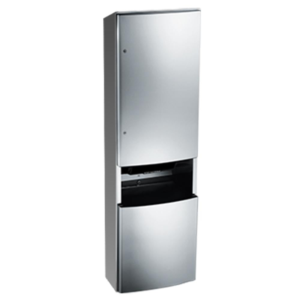 Automatic Roll Paper Towel Dispenser & Waste Receptacle Combo - ASI 2046921AC 9 Roval Surface Mounted Satin Finish for Restrooms, Kitchens & Commercial Spaces