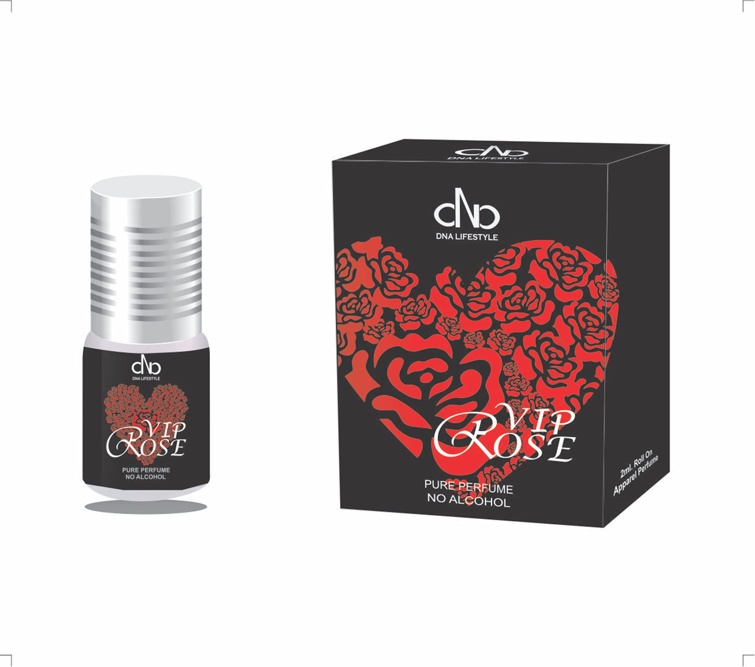 DNA Vip Rose Roll-On Perfume Oil - 2ml Concentrated Attar Fragrance (Pack of 12) - Long Lasting Aromatherapy for Women, Perfect for Daily Wear, Special Occasions & Gift Giving