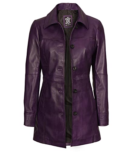 Kandis Leather Coat Women - Purple