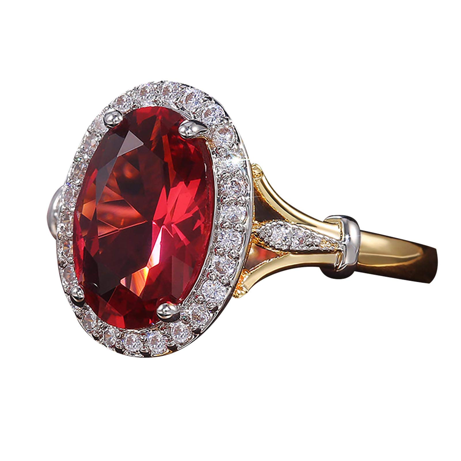 Elegant Rhodium-Plated Copper Engagement Ring for Women & Teen Girls - Romantic Gift Jewelry for Valentine's Day, Anniversary & Special Occasions (Red, Size 7)