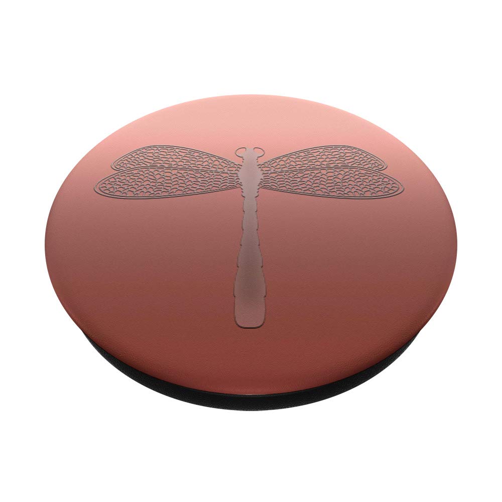 Golden Rose Pink Dragonfly PopSocket - Swappable PopGrip with Dark Pink Base | Phone Grip, Stand & Sticker for iPhone, Samsung, Tablets - Perfect for Work, Travel & Daily Use
