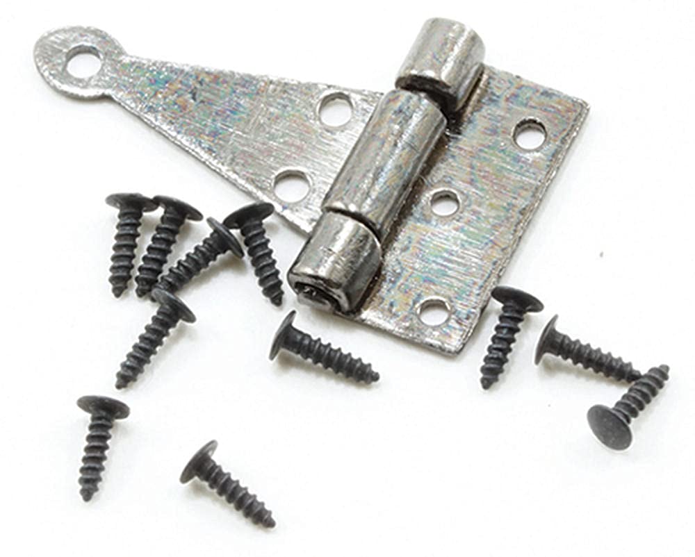 Miniature Pewter Hinge with Nails for Dollhouse - Tiny Metal Hinges for DIY Dollhouse Furniture, Miniature Crafts, and Model Building Projects