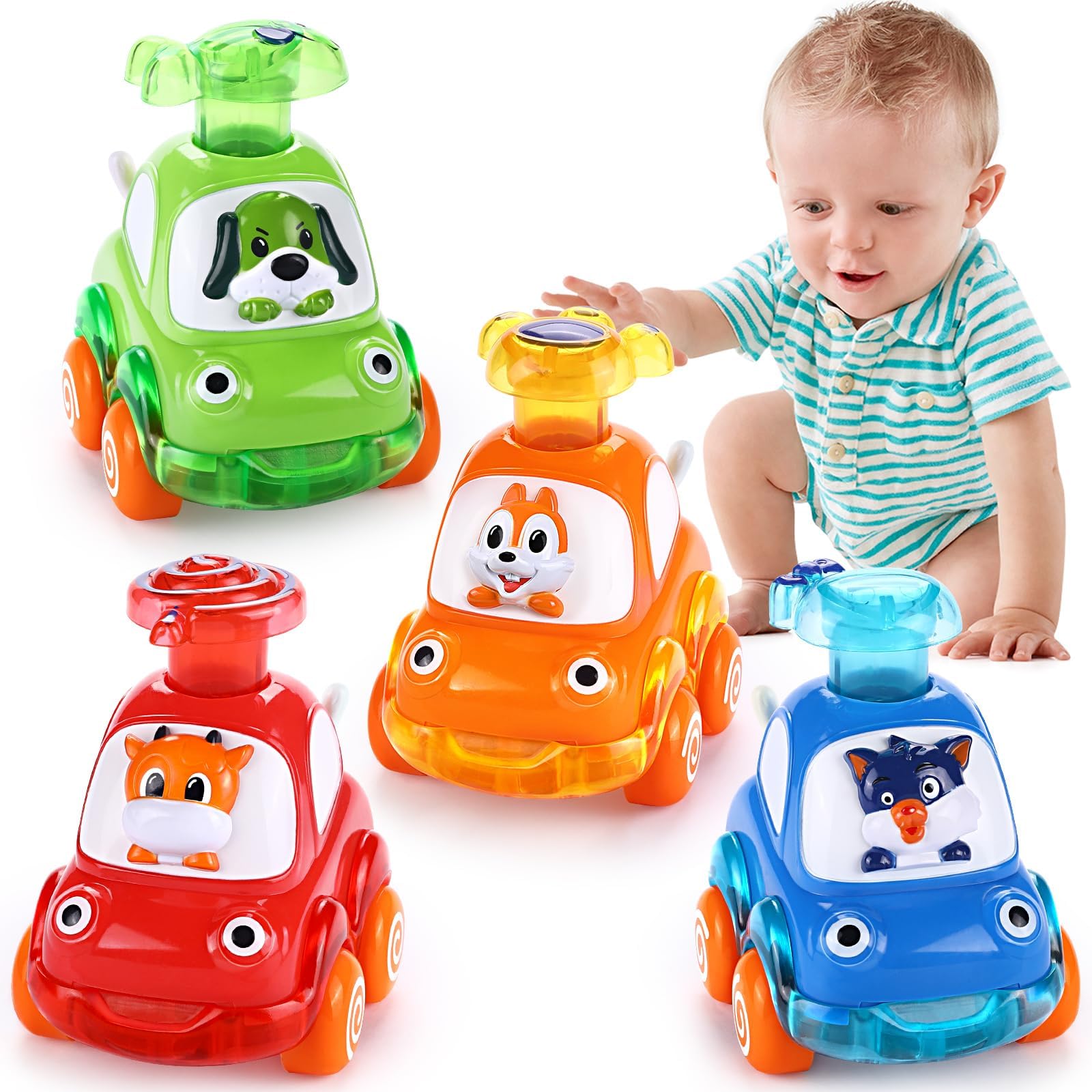Best Press and Go Toy Cars for 1-3 Year Old Boys & Girls - Toddler Push Cars for 12-18 Months | First Birthday Gifts, Baby Stocking Stuffers | Fun Learning Toys for Indoor & Outdoor Play