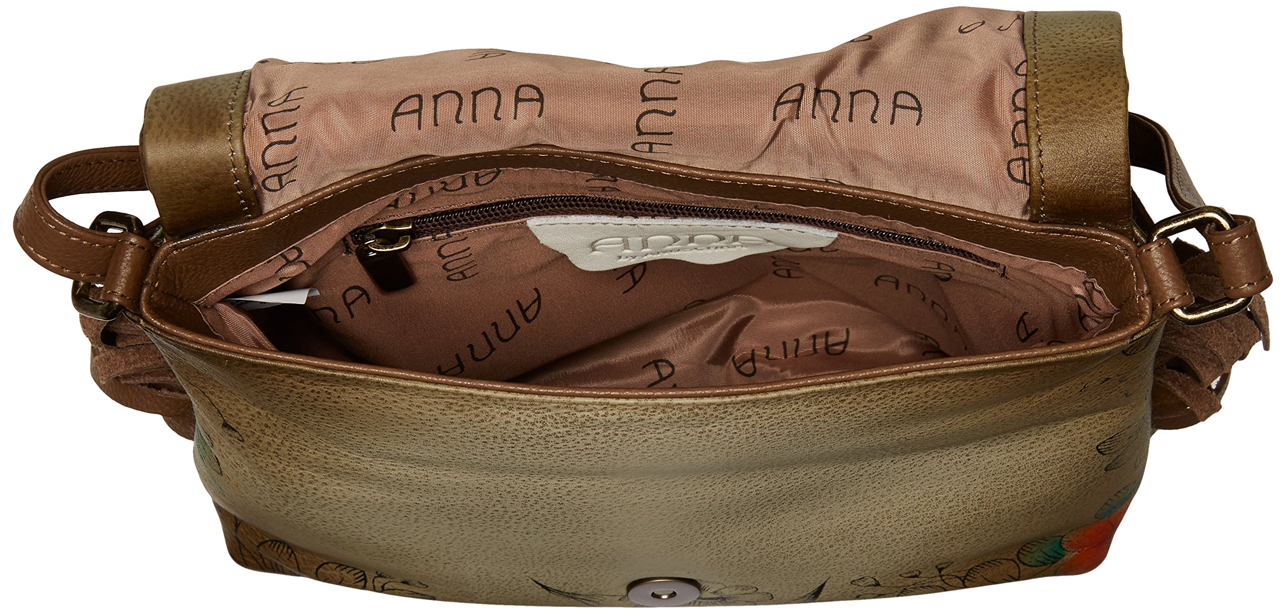 Anna by Anuschka Women's Genuine Leather Crossbody Bag with Hand-Painted Floral Artwork - Stylish Shoulder Purse for Everyday Use, Travel & Date Nights