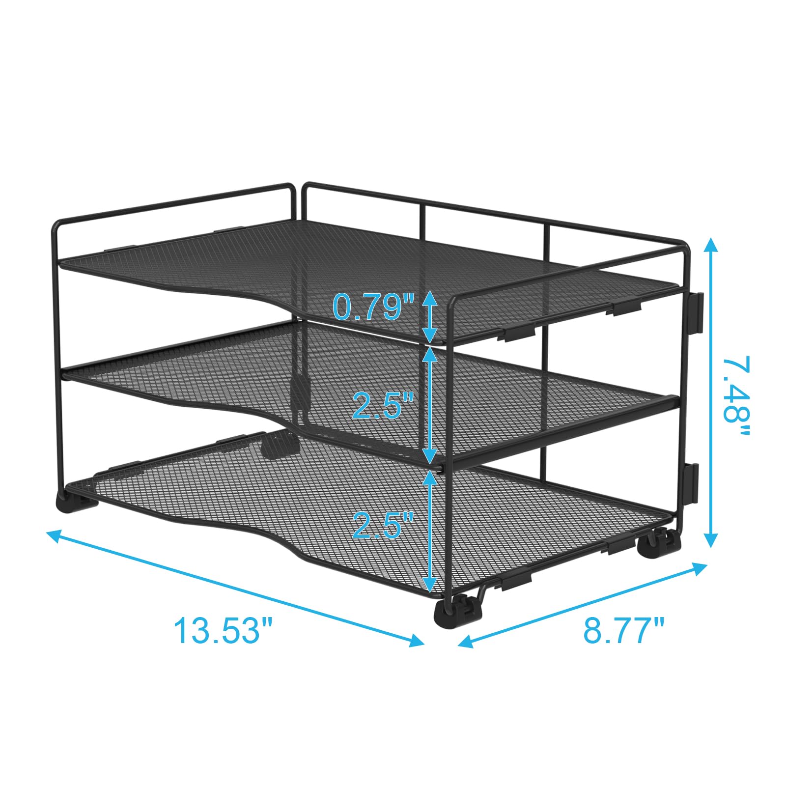 3-Tier Mesh Desk File Organizer - Black Letter & A4 Paper Sorter Tray for Office Organization - Perfect for Mail, Documents, and Office Supplies Storage