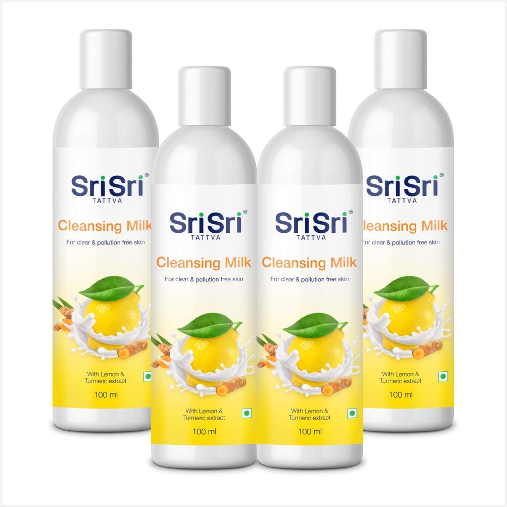 Sri Sri Tattva Cleansing Milk for Face - 100ml (Pack of 4) | Gentle Daily Facial Cleanser for All Skin Types | Perfect for Morning & Night Skincare Routine