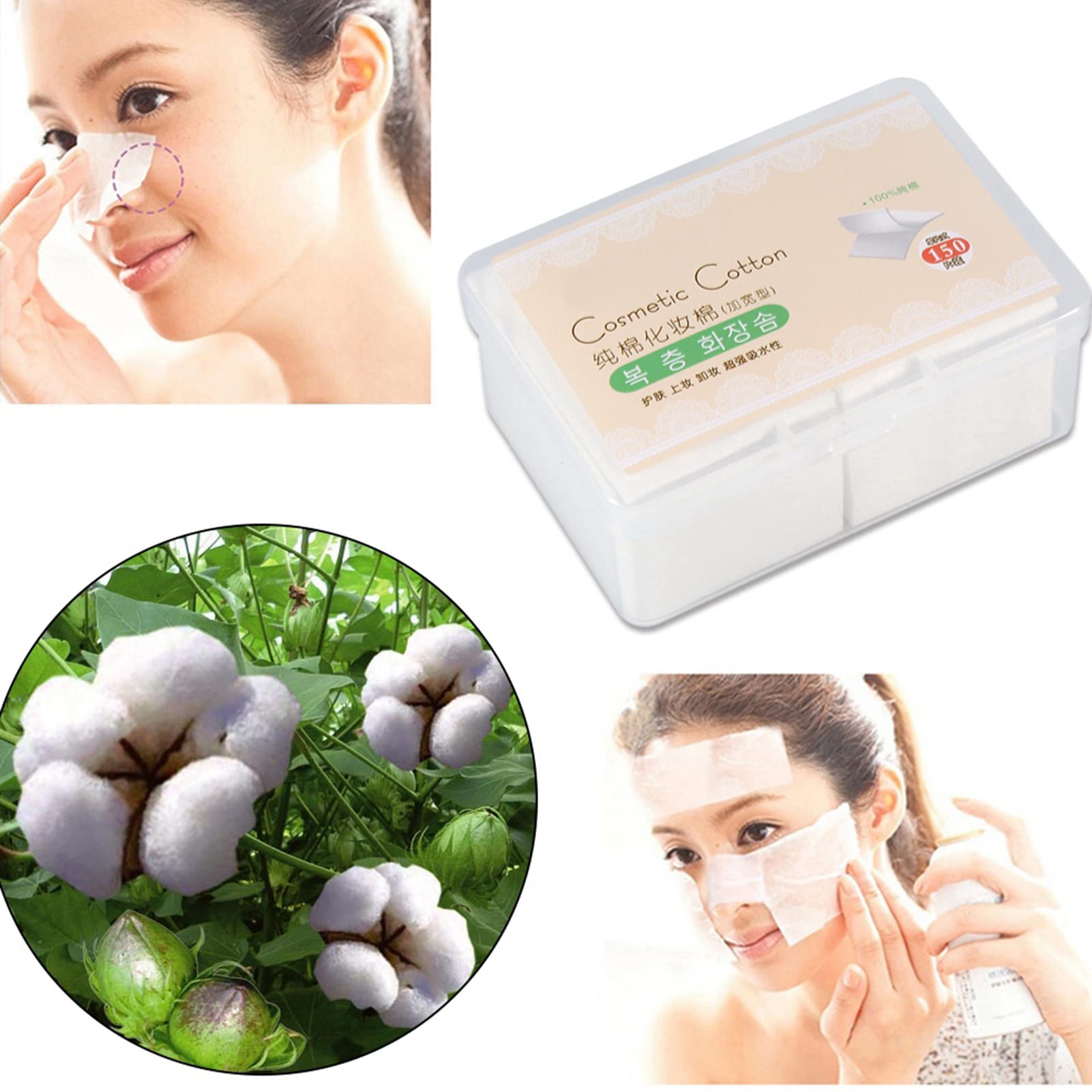 Soft Facial Makeup Remover Pads - 150 Count | Gentle Skin Care Cotton Rounds for Daily Cleansing & Makeup Removal | Hypoallergenic & Eco-Friendly