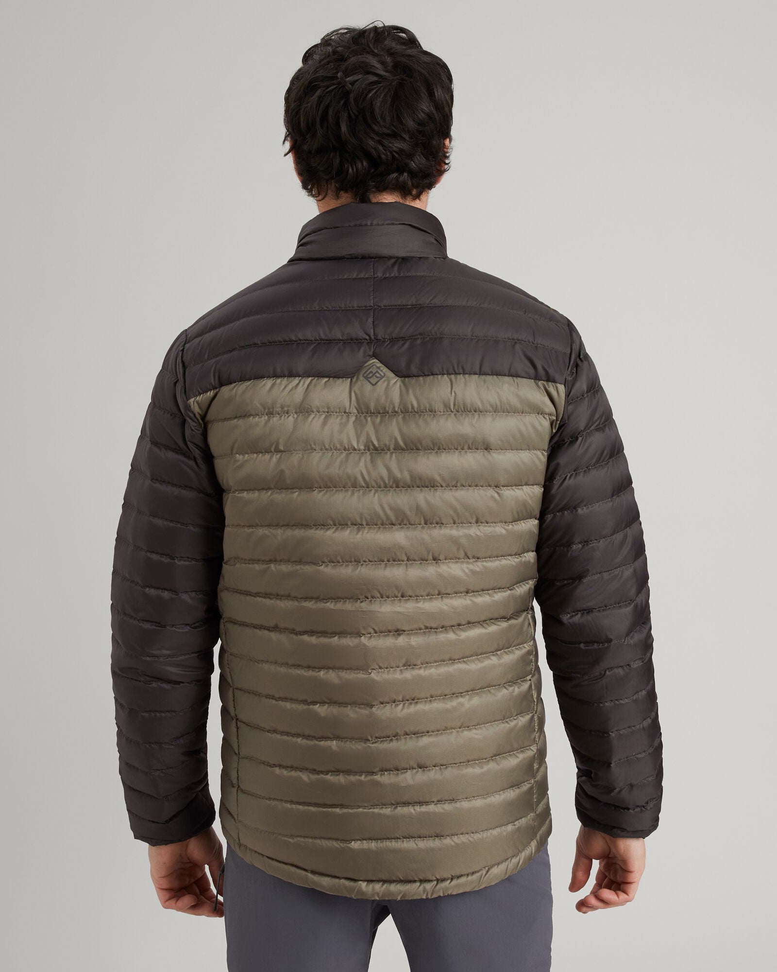 Men's Heli R Down Jacket - Lightweight Waterproof Winter Coat for Outdoor Activities - Beech/Dark Moss - Perfect for Hiking, Skiing & Cold Weather Adventures