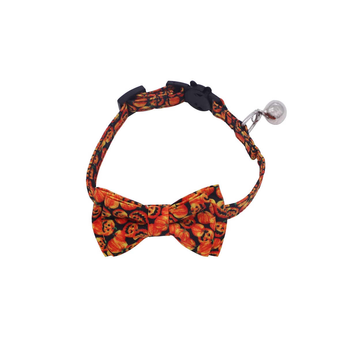 Halloween Cat Collar with Pumpkin Bow Tie & Bell - Adjustable Kitten Collar for Cats & Small Dogs | Perfect for Halloween Costumes, Pet Parties & Photo Shoots