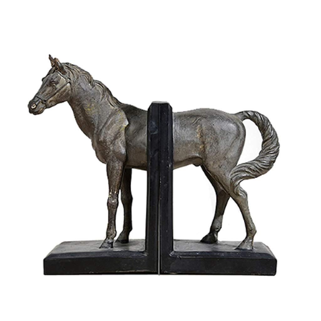 Stylish Resin Horse Head Bookends for Office & Home - Decorative Bookshelf Holder, Desktop Organizer (Multi-Colored, 8.5x10.6x3.5in) - Perfect for Office Desks, Home Libraries & Gift Giving