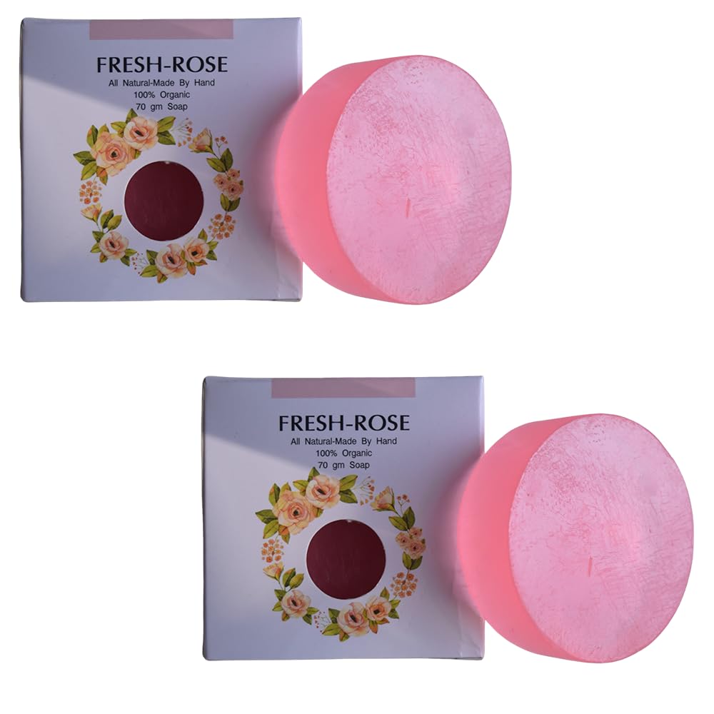 Organic Fresh Rose Soap Bar for Men & Women - Natural Handmade Soap with Rose Petals (Pack of 2) - Perfect for Sensitive Skin, Gift Sets & Spa Day at Home