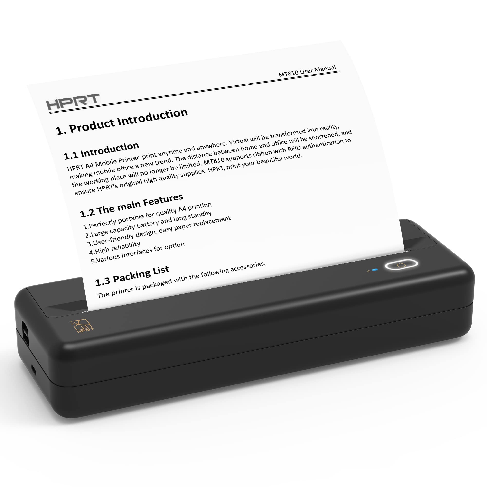 HPRT MT810 Portable Wireless Bluetooth Thermal Printer for Receipts & Labels - Includes 2 Rolls (8.3