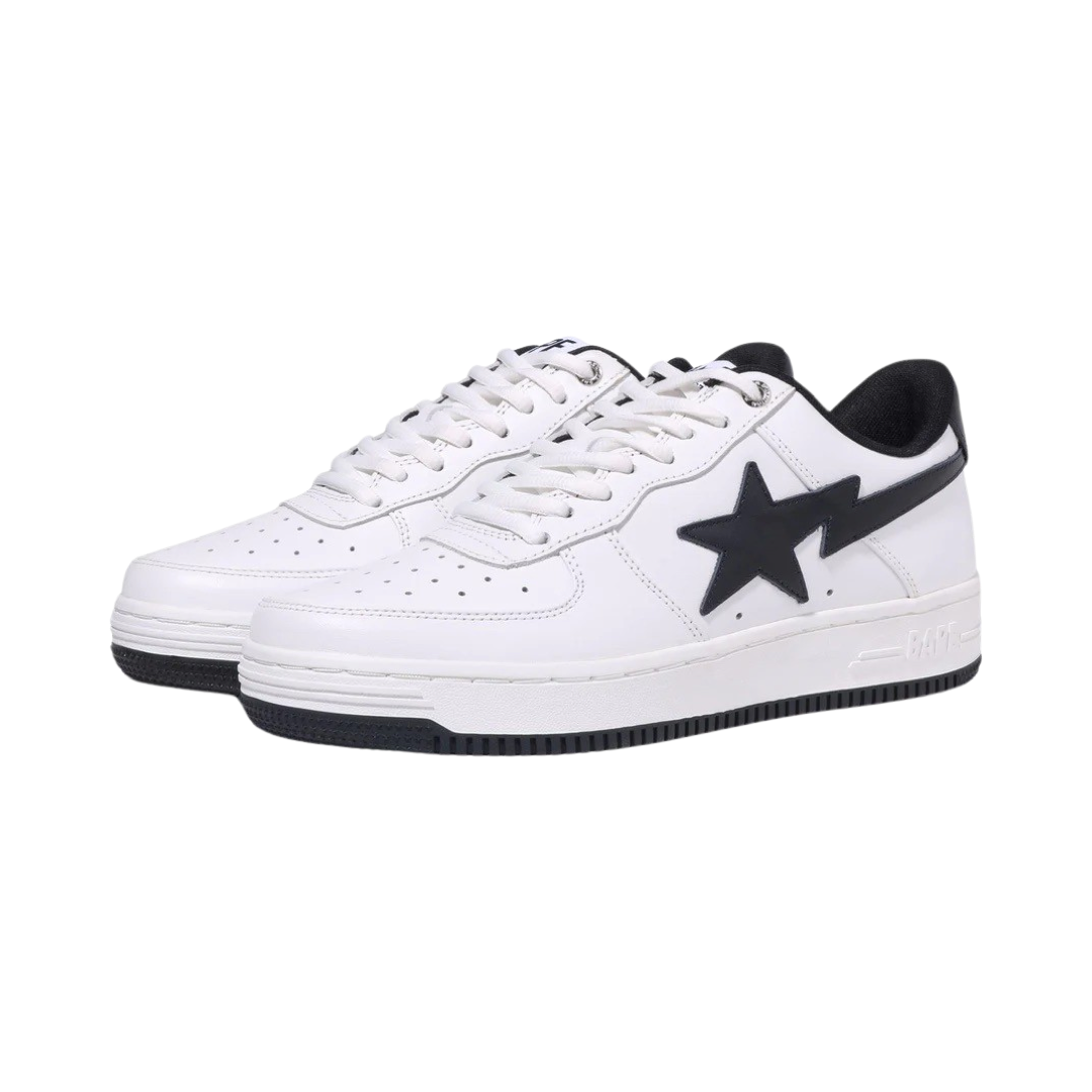 BAPE x JJJJound Bapesta Low Sneakers - White & Navy Leather Casual Shoes for Men | Streetwear Fashion & Urban Lifestyle