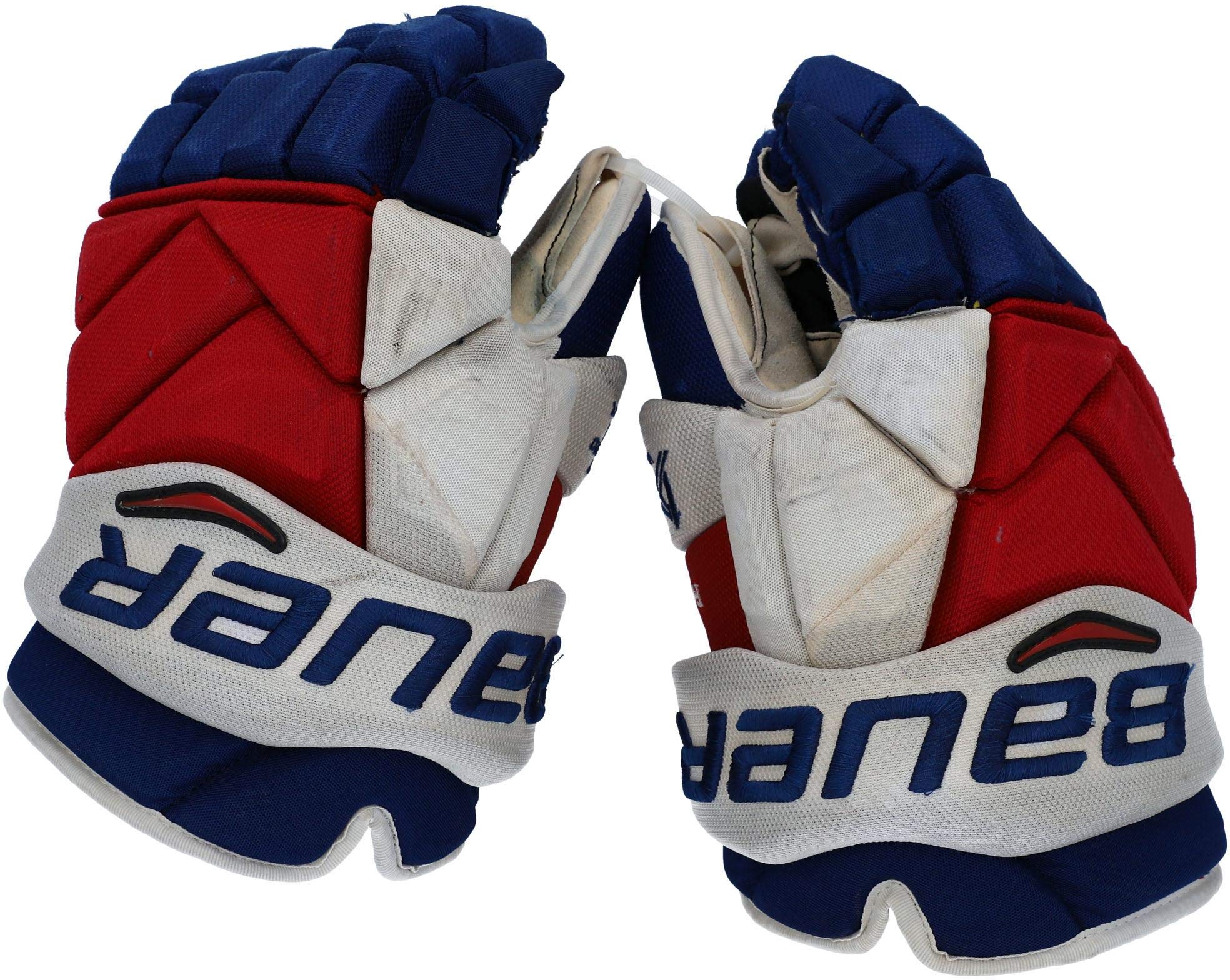 Authentic Jesper Fast New York Rangers Game-Used #17 Bauer 1X Hockey Gloves from 2018-19 NHL Season - Collectible NHL Memorabilia - Perfect for Hockey Fans, Sports Collectors, and Game Room Displays