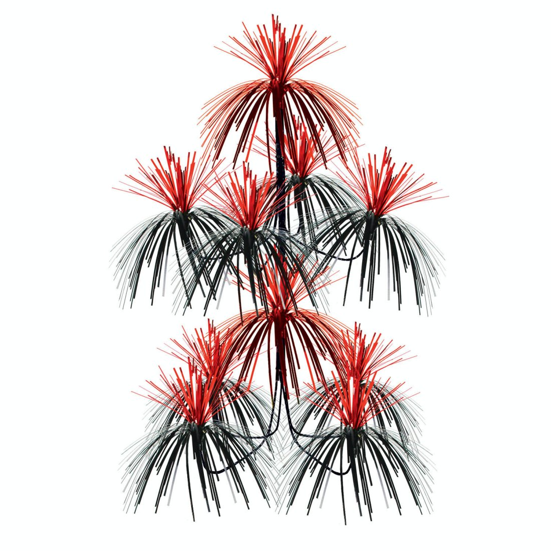 12 Pack Metallic Black & Red Firework Chandelier Party Decorations - 24 Inch Hanging Ornaments for Birthday, Wedding, Halloween & Christmas Celebrations