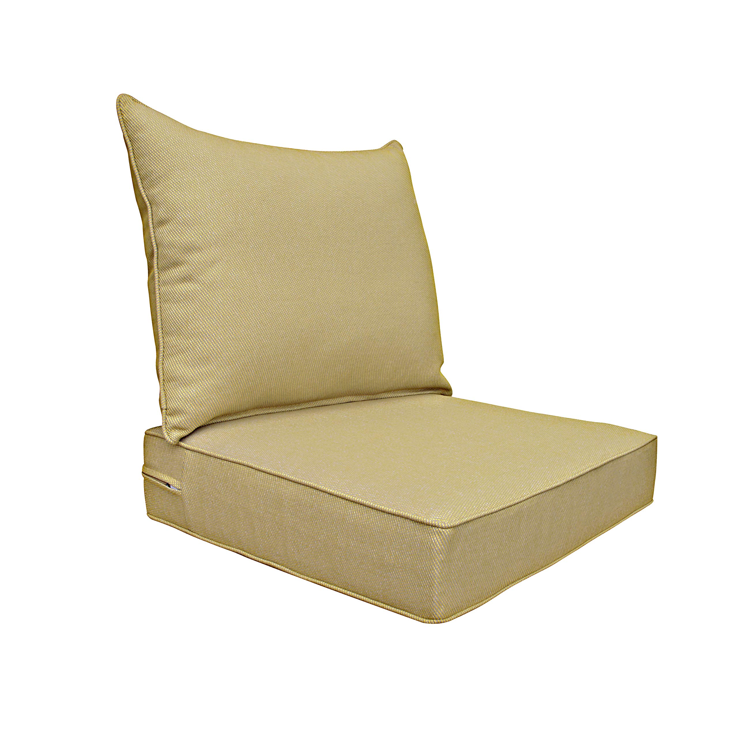 Bossima Indoor Outdoor Deep Seat Chair Cushion Set - Spring Summer Replacement Cushions in Yellow and Grey - Perfect for Patio, Deck, Poolside, and Living Room Furniture