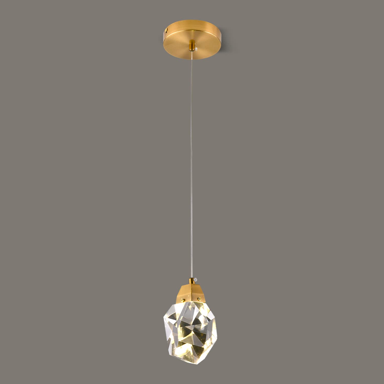 Modern Brass Dimmable Crystal Pendant Light - 4.72