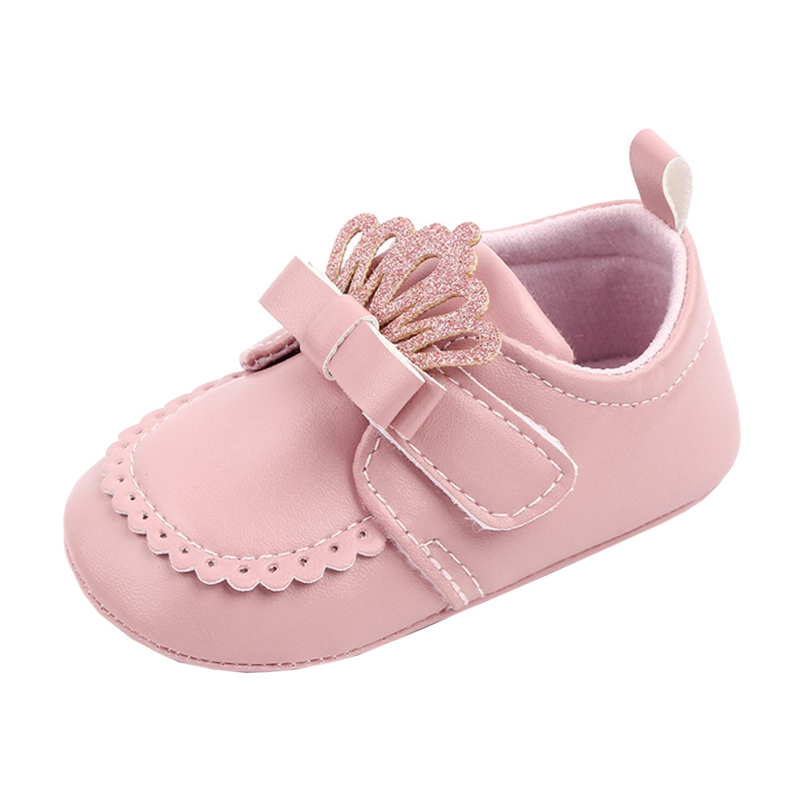 Baby Girls' First Walkers Shoes - Non-Slip Leather Flats with Bowknot | Princess Dress Shoes for Toddlers & Infants | Perfect for Special Occasions, Parties & Daily Wear