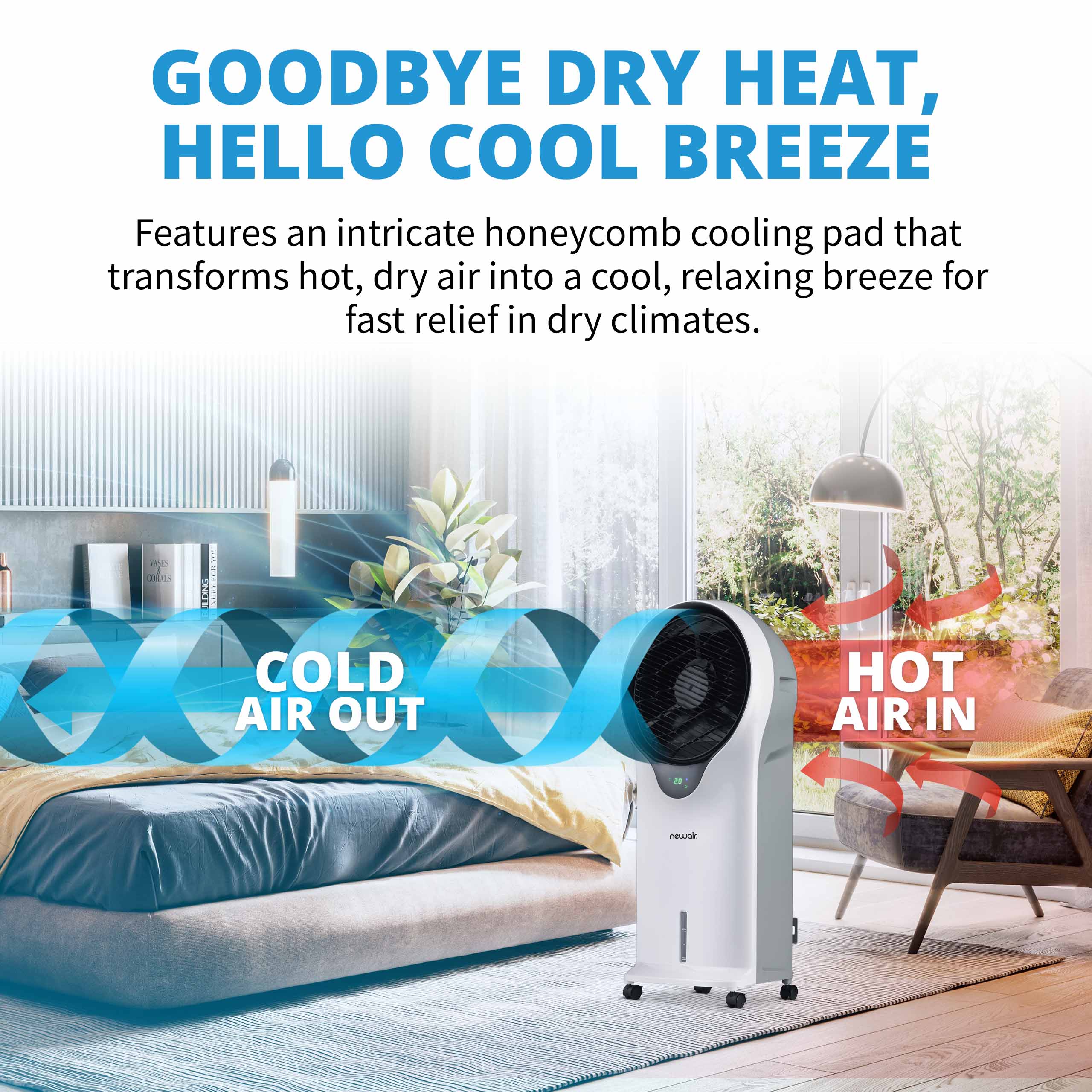 Newair® 470 CFM Evaporative Air Cooler & Portable Cooling Fan - White | Perfect for Home, Office, and Outdoor Use