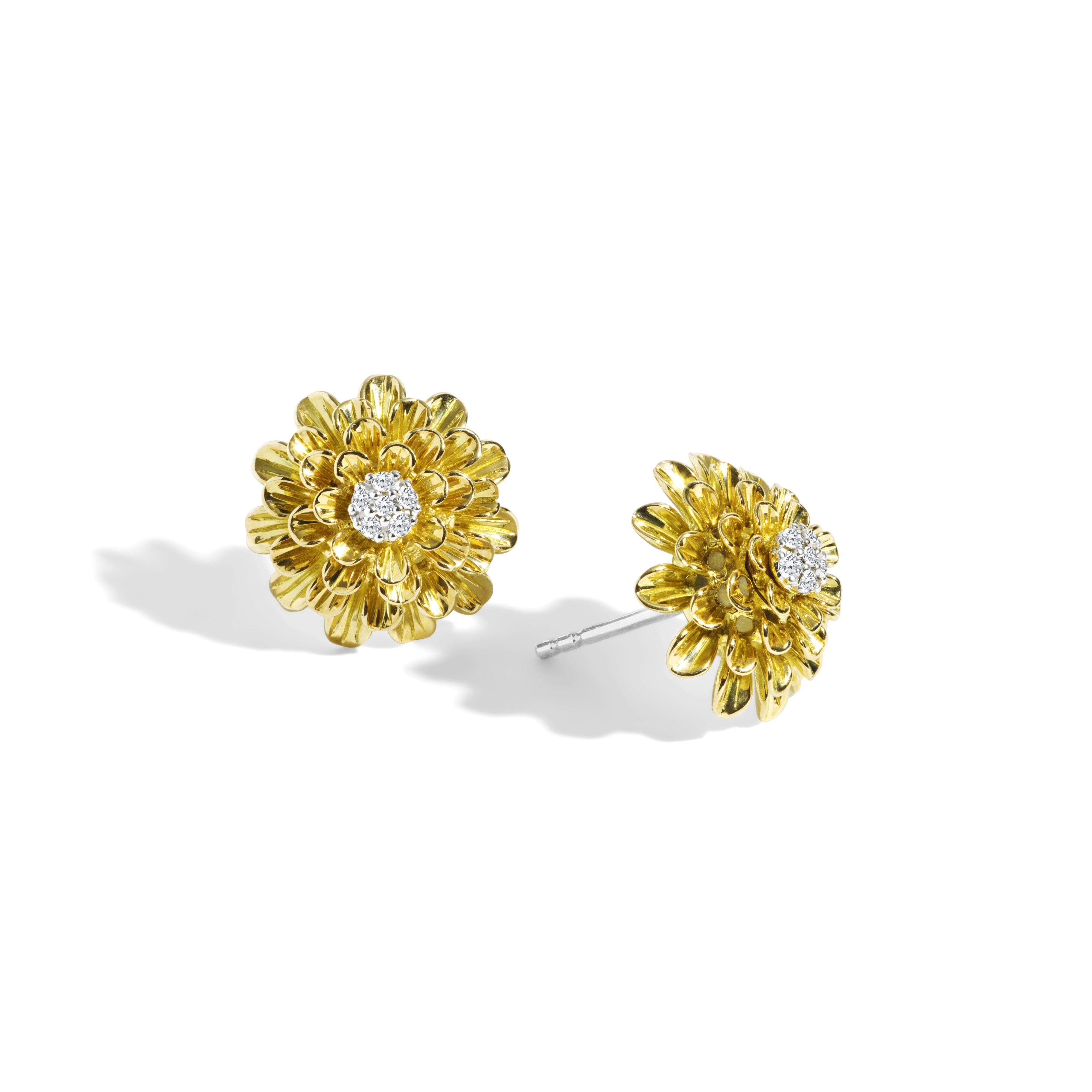 Exquisite Dandelion Flower Earrings with Genuine Diamonds - Perfect for Weddings, Parties & Special Occasions