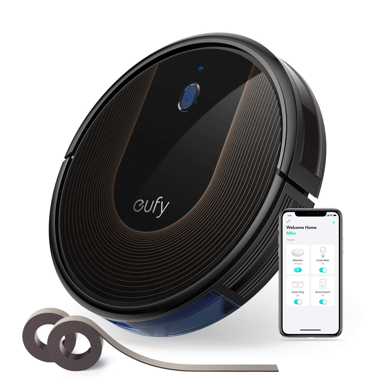 Eufy BoostIQ RoboVac 30C Wi-Fi Robot Vacuum Cleaner - 1500Pa Strong Suction, Super Thin Design, Self-Charging, Boundary Strips Included (Renewed) - Ideal for Hardwood Floors, Carpets & Pet Hair Cleaning
