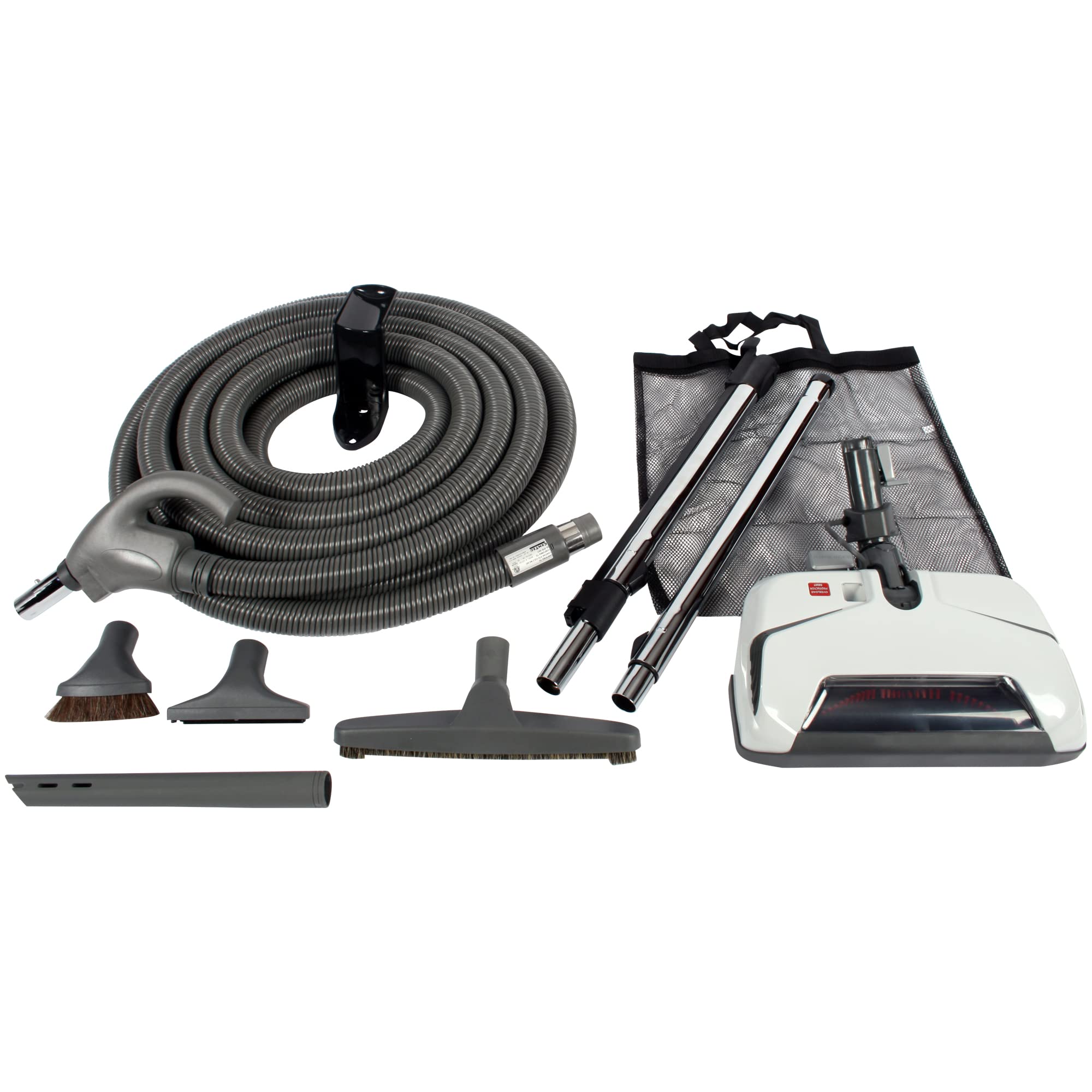 Cen-Tec Systems Central Vacuum Powerhead Kit with Direct Connect Hose - Gray | Heavy-Duty Cleaning for Carpets, Floors & Upholstery | Home & Commercial Use