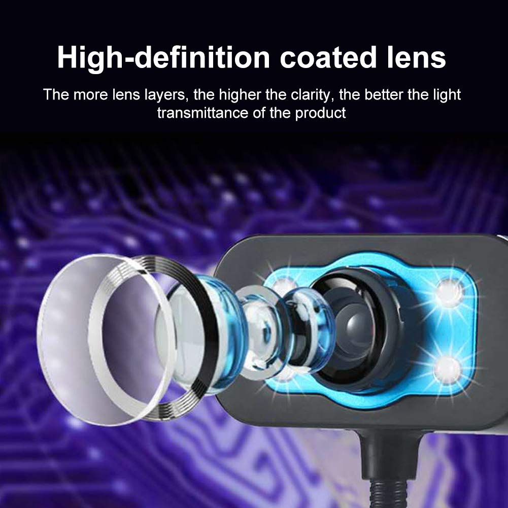 HD Webcam with Built-in Microphone, USB Computer Camera for Laptop & Desktop PC - Night Vision, Video Recording, Video Calling (Black/Blue) - Perfect for Zoom Meetings, Online Classes & Live Streaming