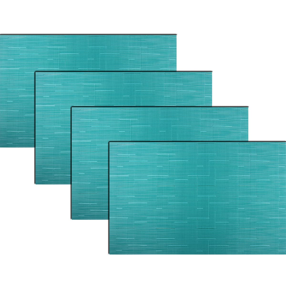 PIGCHCY Heat Resistant Placemats Set of 4 - Durable Washable Woven Vinyl Table Mats for Kitchen & Dining (18x12 Inches, Turquoise) - Perfect for Everyday Meals, Dinner Parties & Home Decor
