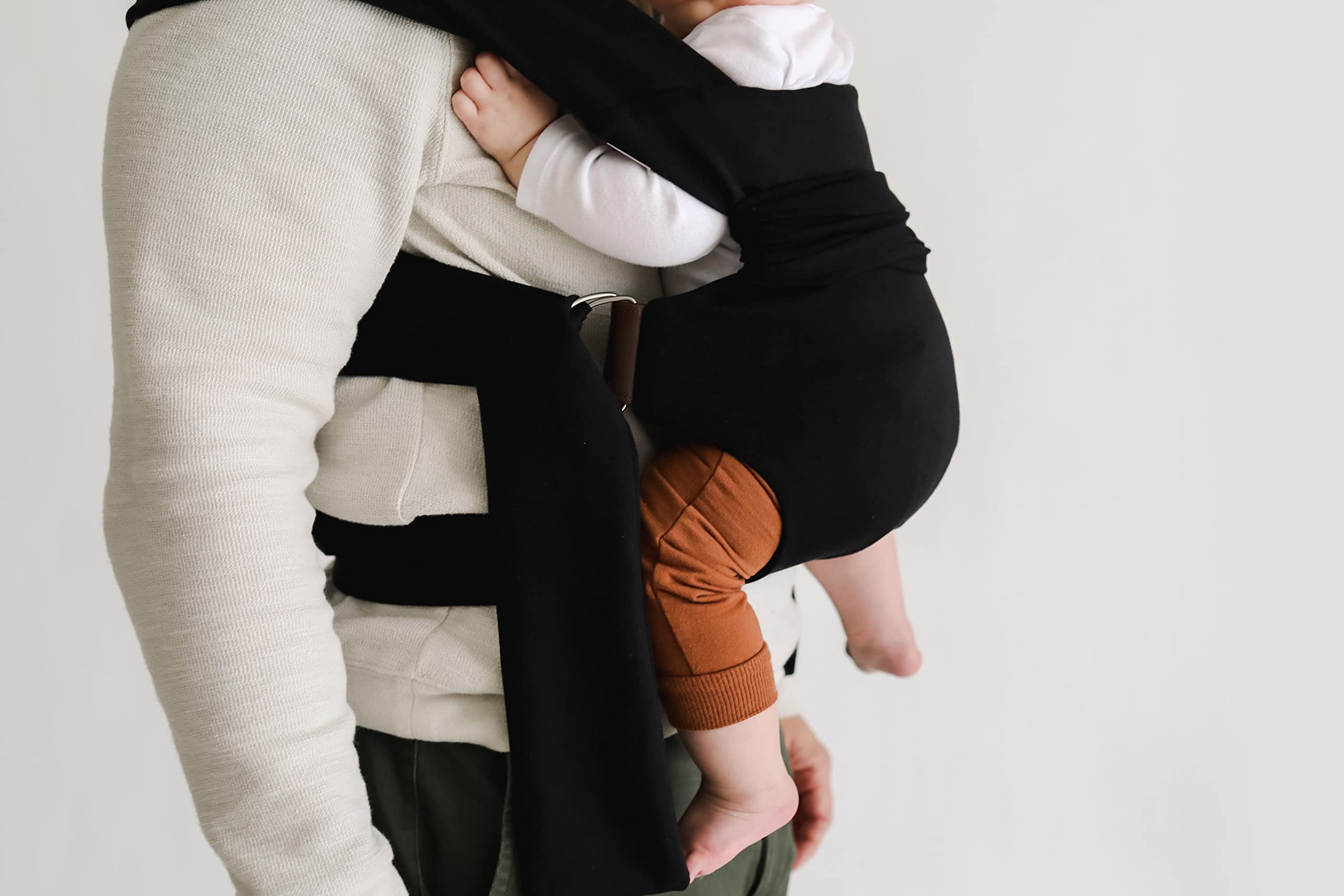 Lalabu Simple Baby Wrap - No-Tie, Comfortable & Easy-to-Use Infant Carrier for 3 Months to 2 Years (Pure Black) | Perfect for Hands-Free Parenting, Errands & Bonding with Your Newborn