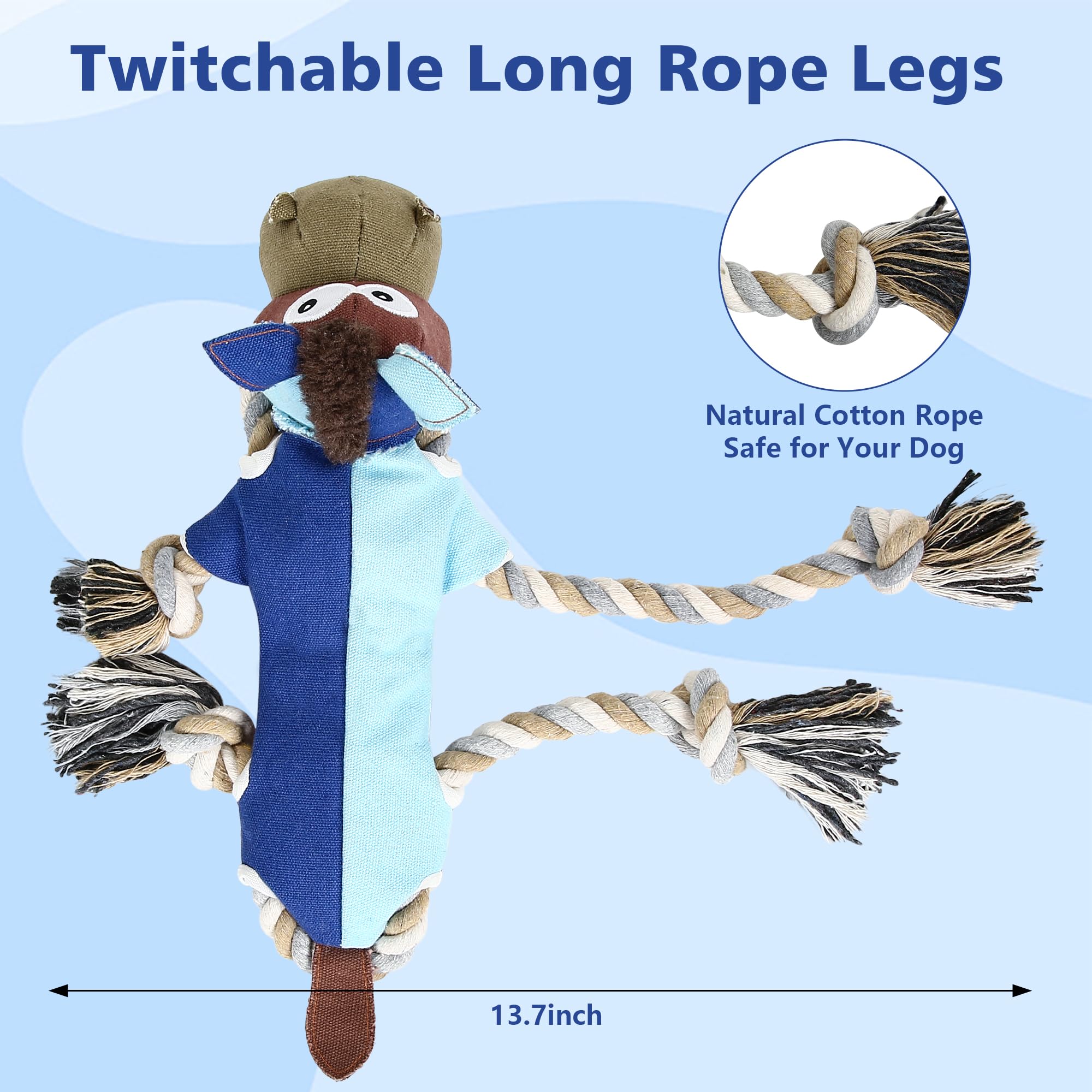 **PUHOHUN Durable Squeaky Dog Toys for Large Breeds – Tough Chew Rope Tug Toy with Crinkle Paper – Interactive Puppy Chewing Toys for Aggressive Chewers – Perfect for Playtime, Training & Bonding**
