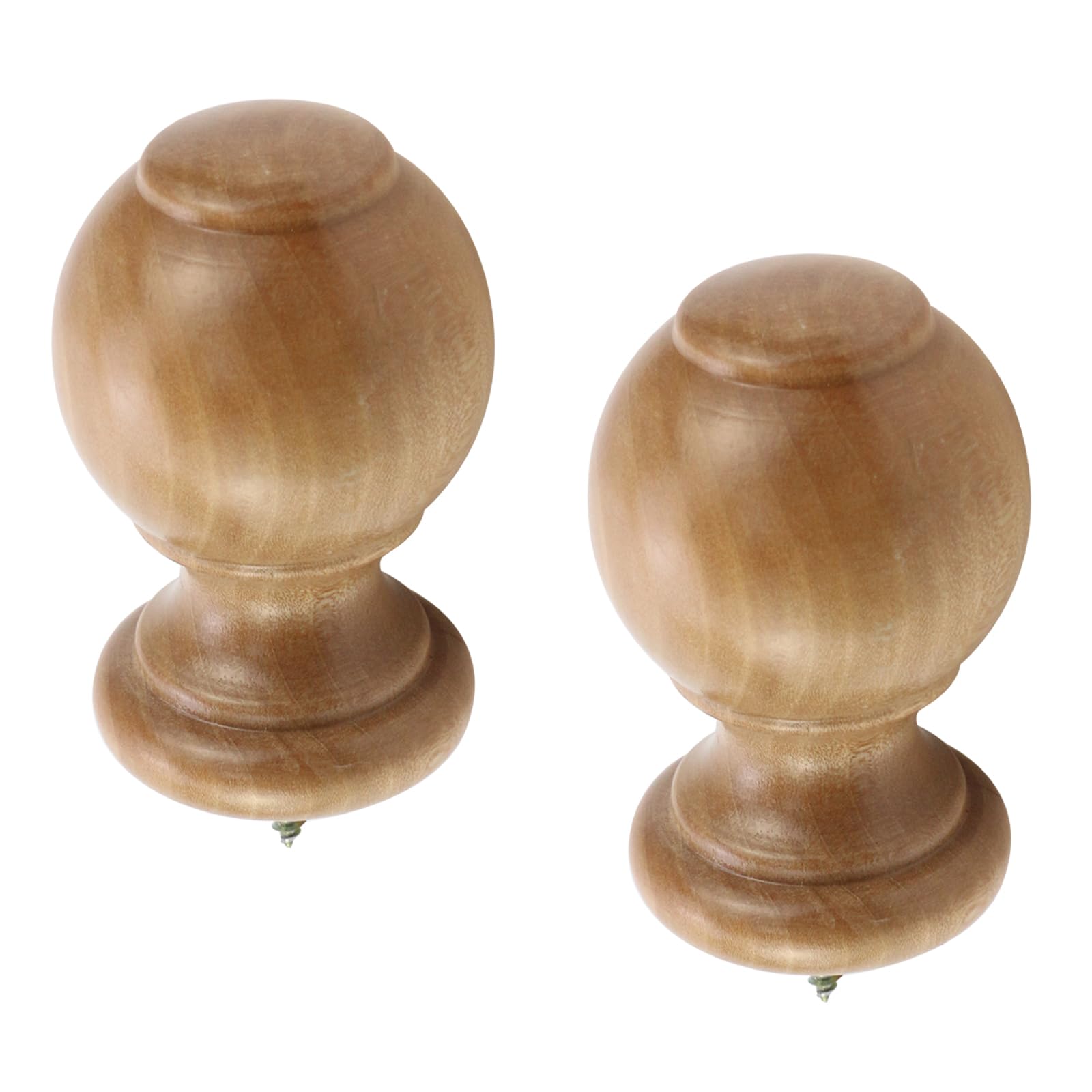 Tulead Wooden Curtain Rod Finials - Screw-On End Caps for Curtain Rods (Set of 2, Wood Finish) - Perfect for Living Room, Bedroom & Window Decor
