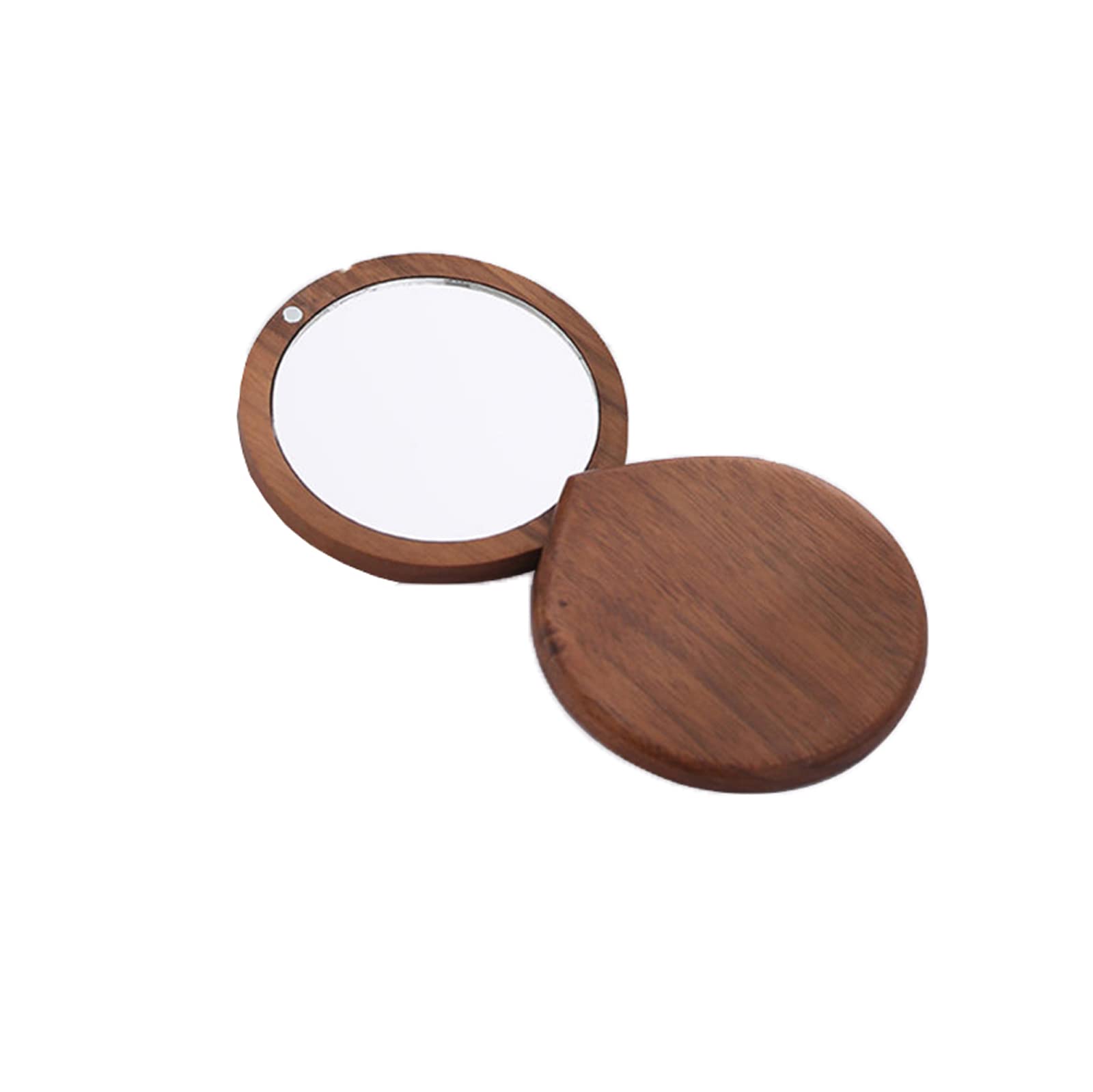 FSYEEL Vintage Heart-Shaped Wooden Compact Makeup Mirror - Portable Folding Hand Mirror for Women & Girls | Perfect for Travel, Camping, Home & Office Use