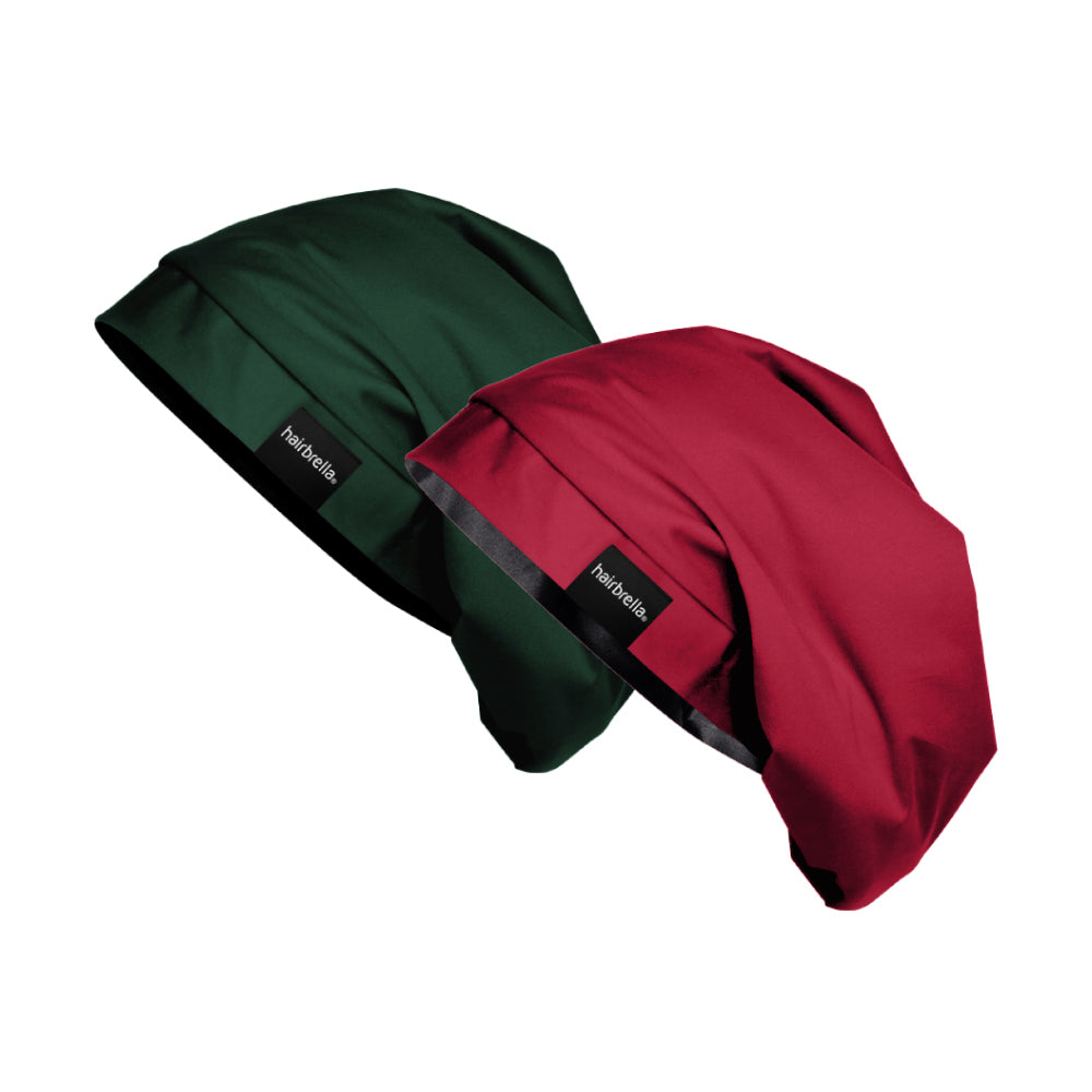 Hairbrella Satin Lined Sleep Cap for Curly & Natural Hair - 2 Pack Bundle | Soft & Breathable Night Cap for Hair Protection & Moisture Retention | Perfect for Bedtime, Travel & Salon Visits