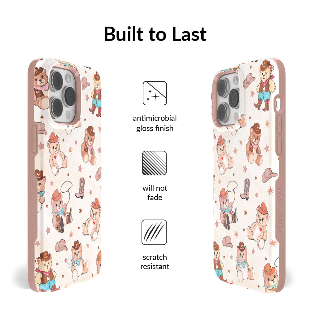 Cowboy Teddy Bear iPhone Case - Durable Protective Cover for iPhone 12/13/14/15 Pro Max - Western Style Design - Perfect for Outdoor Adventures & Country Music Fans