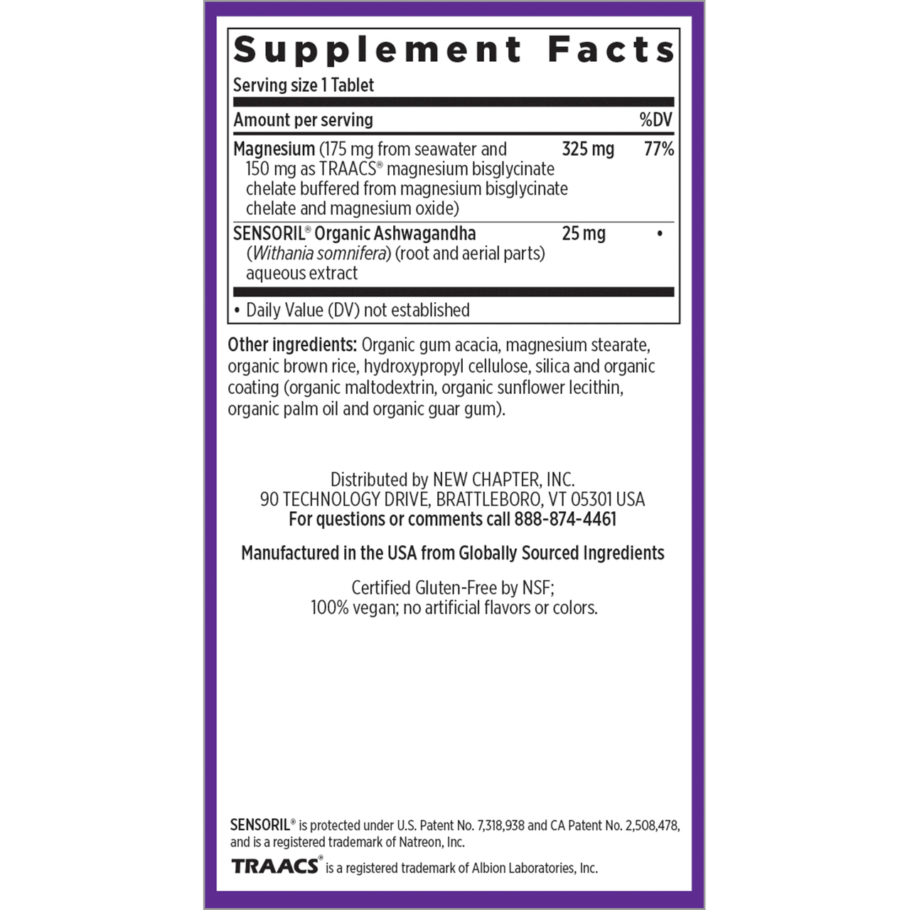 New Chapter Magnesium & Ashwagandha Supplement - 30 Tablets for Stress Relief, Sleep Support & Muscle Relaxation - Organic Herbal Stress & Anxiety Relief for Daily Wellness Routine