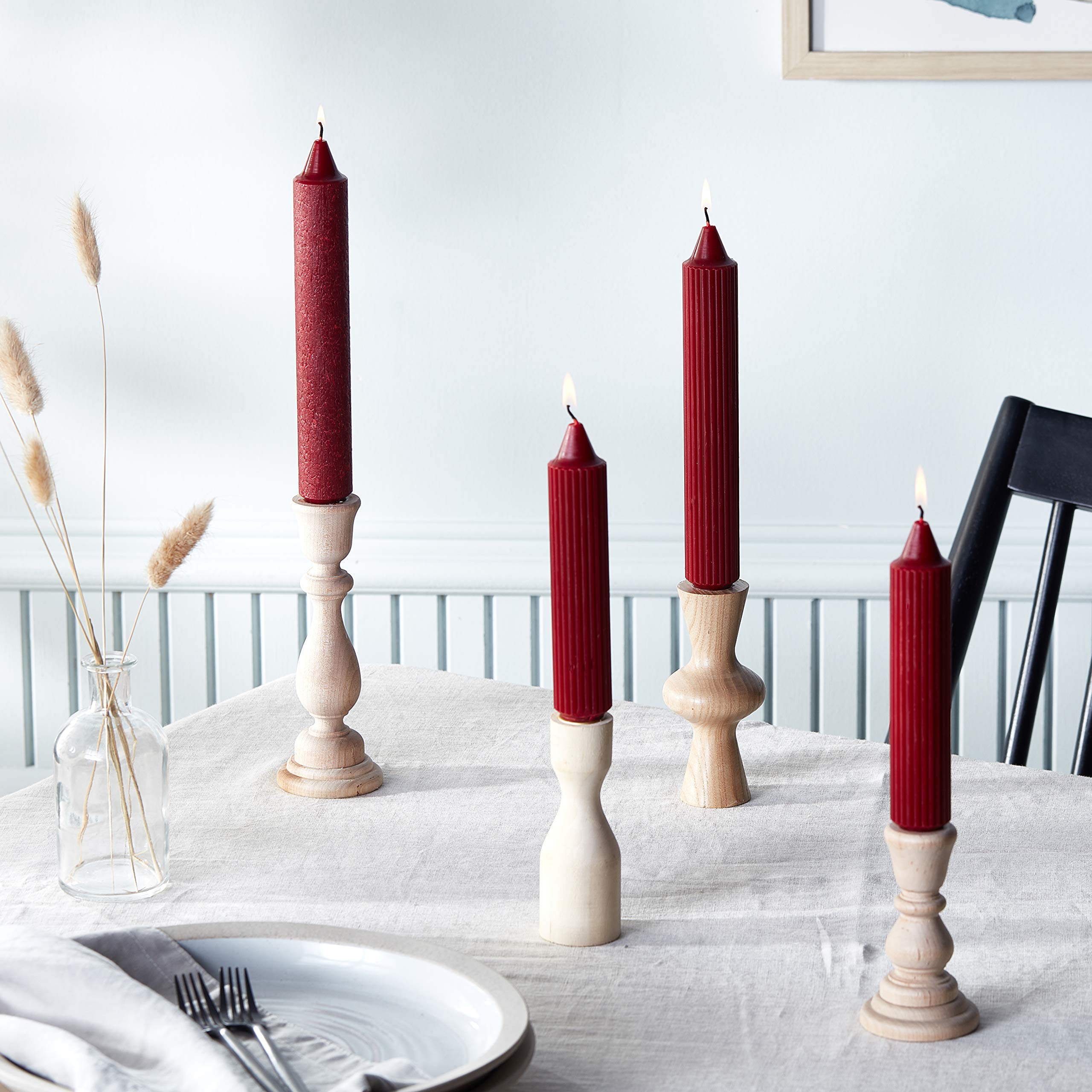Root Candles 51978 Unscented Timberline Collenette 9-Inch Dinner Candles, 4-Pack, Garnet Red - Elegant Table Decor for Weddings, Holidays & Romantic Dinners