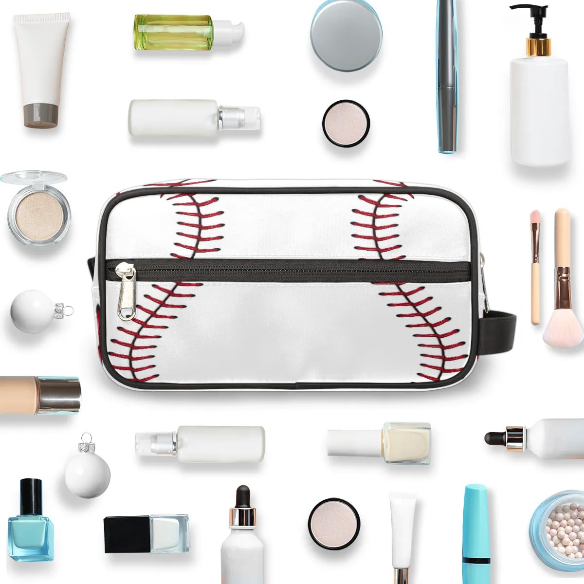 Baseball Toiletry Bag for Women & Men - Waterproof Travel Dopp Kit, Lightweight Shaving Bag for Toiletries (10.5 x 4.4 x 5.3 Inches) - Perfect for Gym, Camping & Weekend Getaways