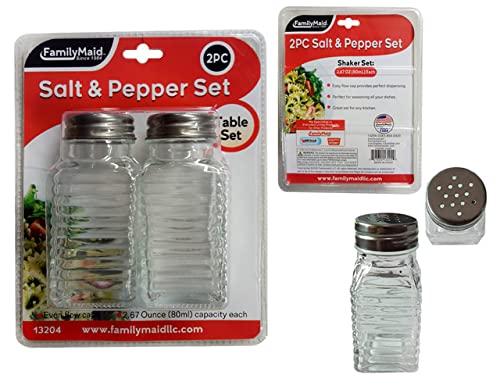 Familymaid 13204 Salt and Pepper Shaker Set - 2-Piece per Set (Pack of 96) - Perfect for Restaurants, Cafes, and Home Kitchen Use