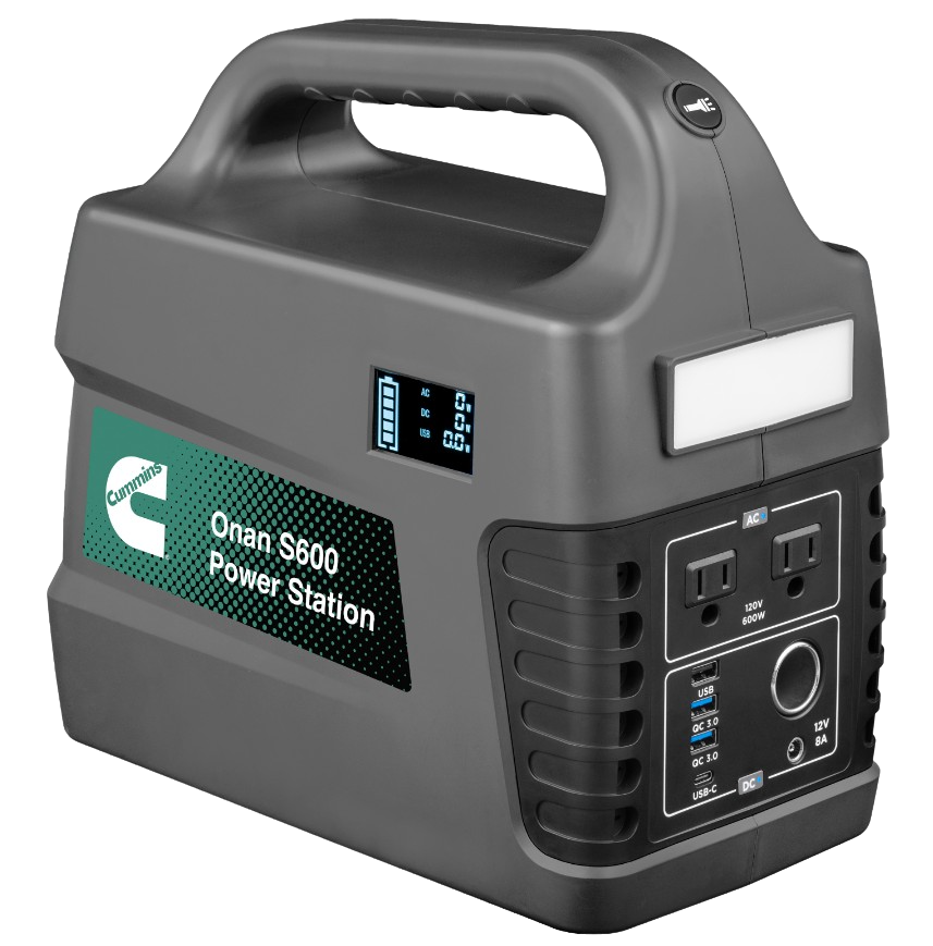 Cummins Onan A067W049 PS600 600W/1200W 592Wh Portable Power Station - Reliable Backup Power for Camping, Emergencies & Outdoor Adventures