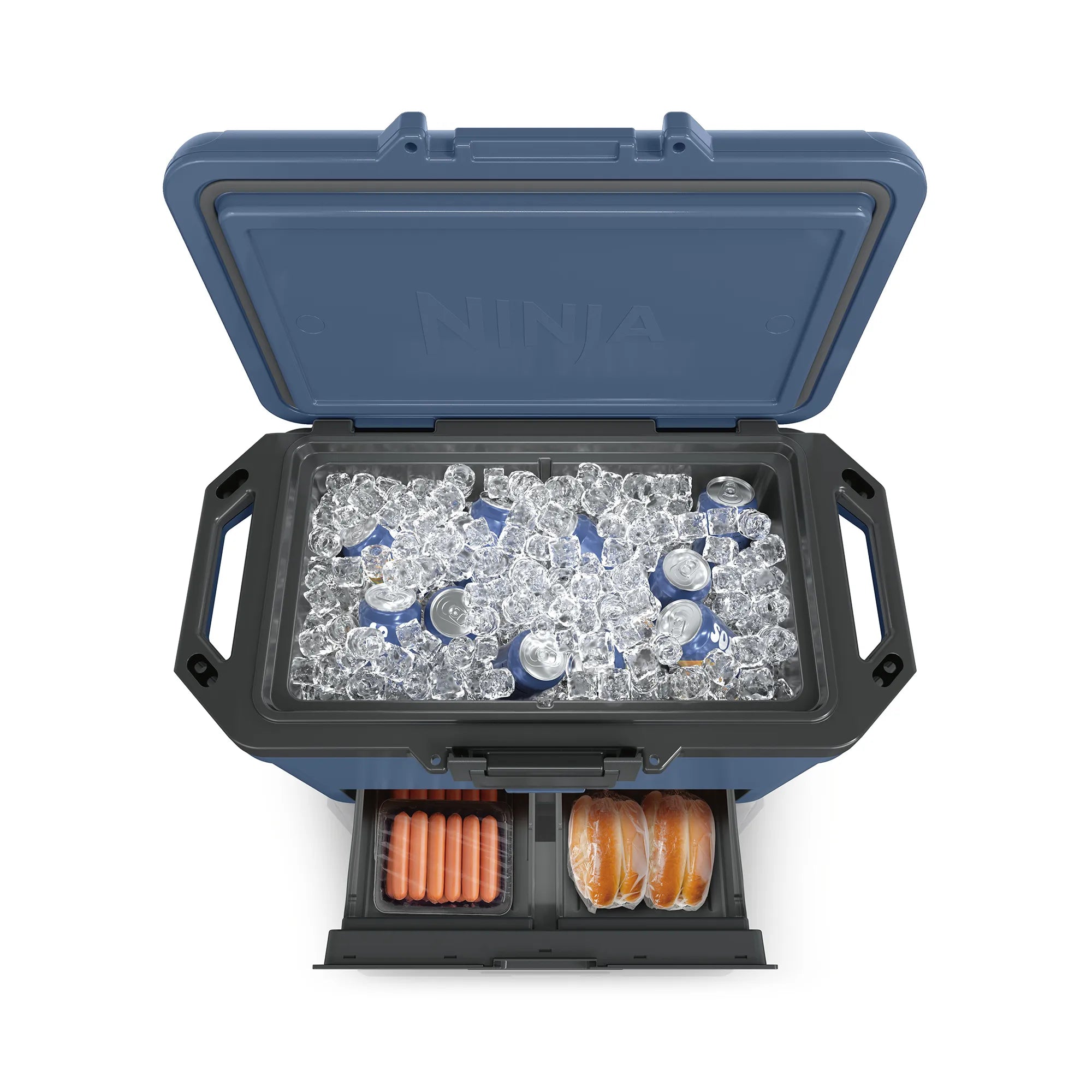 Ninja FrostVault 47L Hard Cooler with Dry Zone - Insulated Outdoor Cooler for Camping, Beach, Picnics & Tailgating - Leakproof Food Storage with Separate Dry Compartment